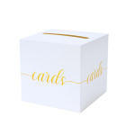 Caja blanca de cartón con ranura superior