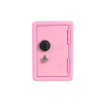 Hucha caja fuerte pequeña de color rosa pastel con cerradura de combinación y llave