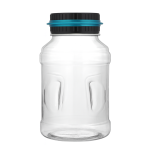 Hucha digital transparente en forma de tarro con tapa negra y azul para contar monedas en euro automáticamente