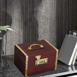 hucha de madera con contraseña segura para adultos