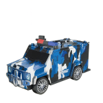 Coche blindado de juguete SWAT en camuflaje azul con luces en el techo