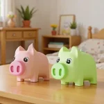 Dos huchas de cerdito hermosas con dos colores