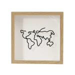 Cuadro de pared con mapa del mundo en relieve, marco de madera natural, ideal para decoración moderna del hogar