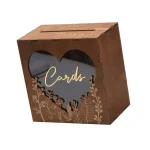 Hucha de boda en madera con ranura para sobres, ideal para regalos y decoración de eventos