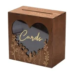Hucha de boda de madera con diseño grabado “Cards”, perfecta para sobres, tarjetas y decoración de mesa