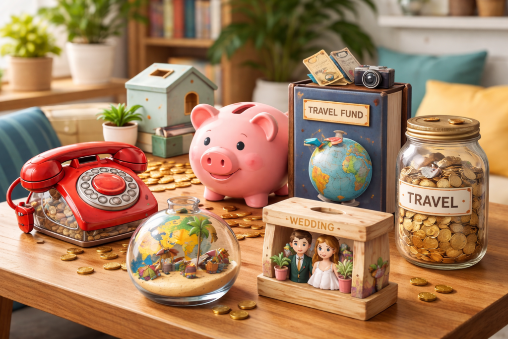 huchas originales modernas para adultos en decoración de hogar utilizadas para ahorrar dinero de forma visual